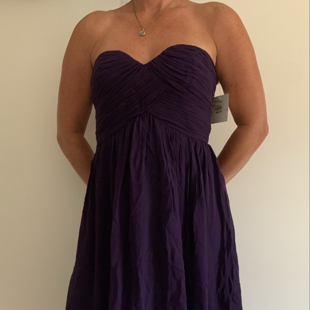 Donna Morgan Purple Chiffon Strapless Dress